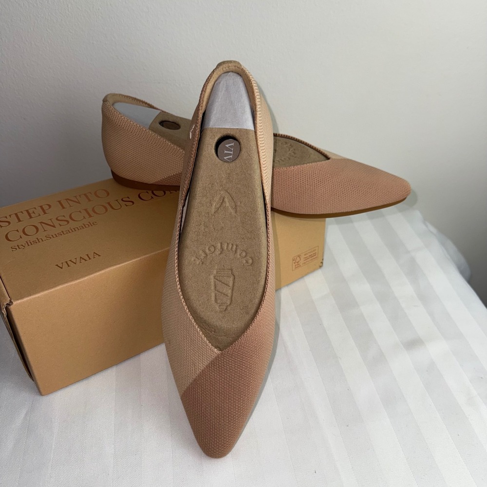 VIVAIA Women's‎ Pointed-Toe Knit Flats Comfortable Slip-On Shoes US 8 EU 39